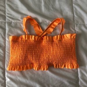 Rachel Bikini Top: Ruched & ruffle tie-back top